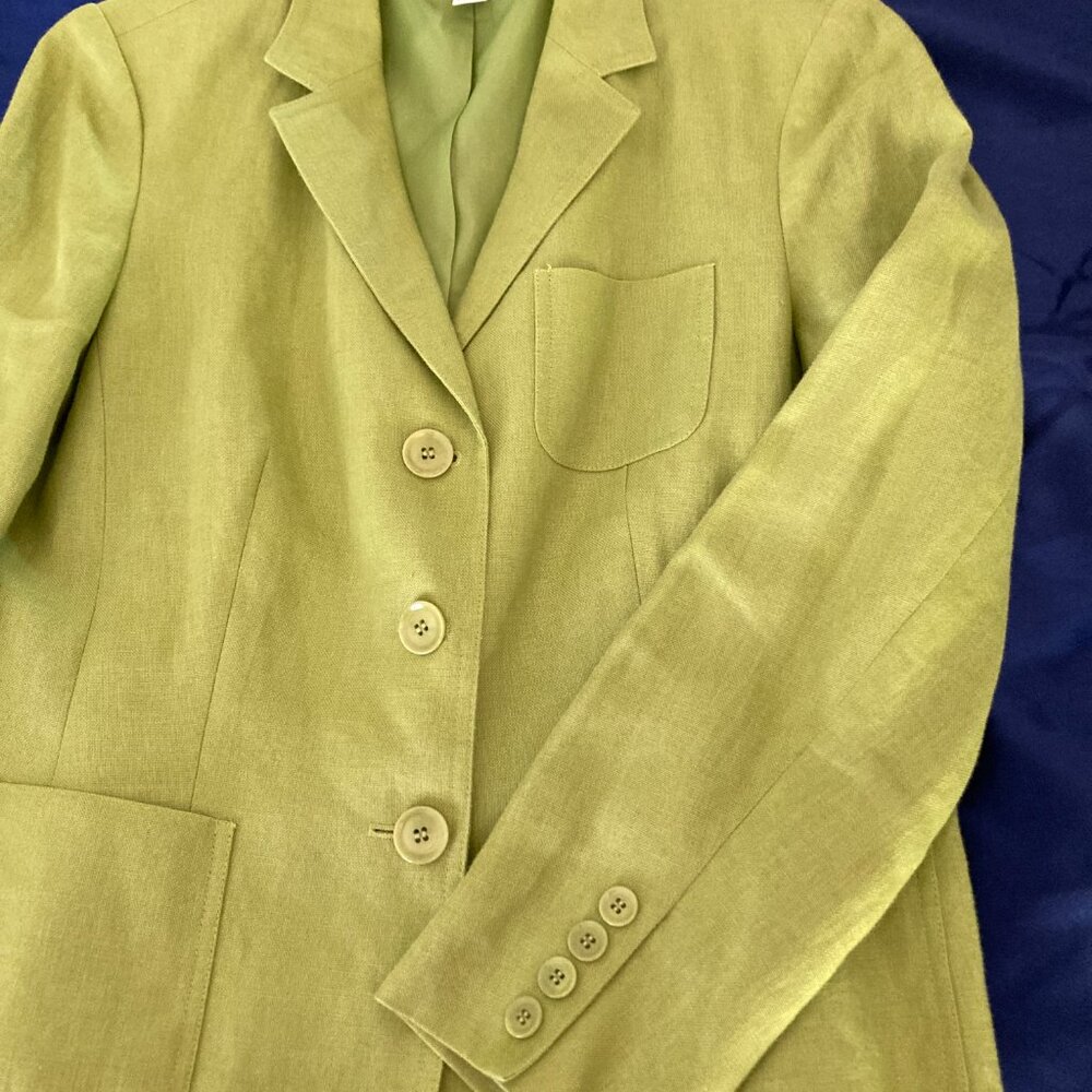 Talbots Petite Blazer Sz 12 Chartreuse Green - Picture 2 of 7